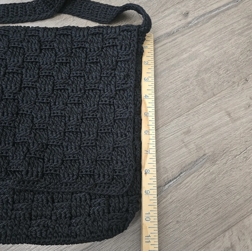 The Sak Handmade In Indonesia Black Woven Crochet Pattern Minimalist Boho